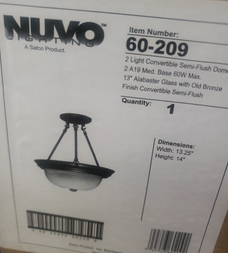 Nuvo Lighting 60/209 Bronze 2-Light 13"  Semi-Flush Ceiling light Fixture(or3up) - Picture 3 of 3