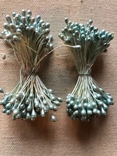 Vintage Millinery Flower Soft Blue Pearl Stamen 2 bunch Lot Unused Stock HzR