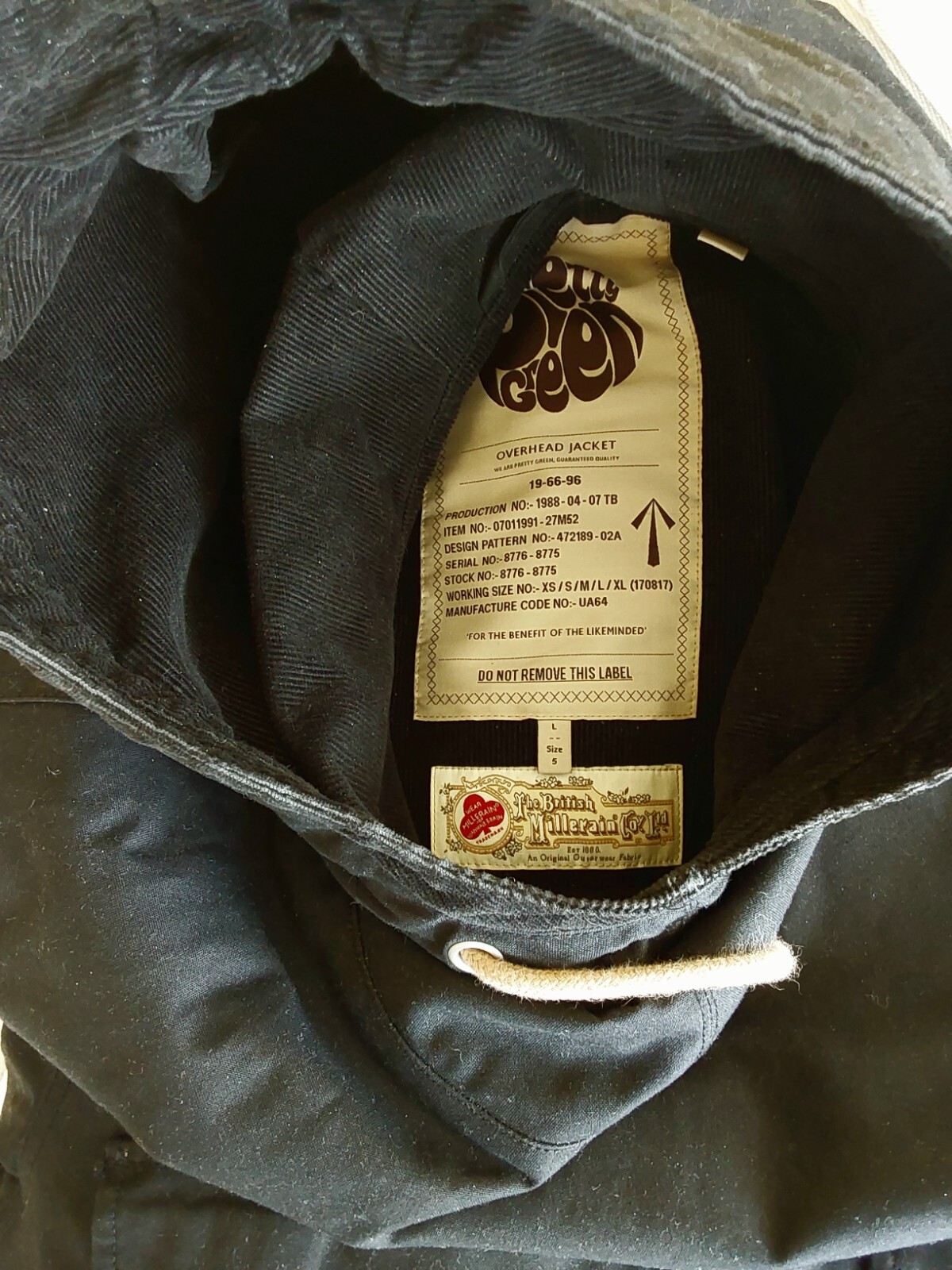 Pretty Green black fully lined, waxedcotton smock in L eBay