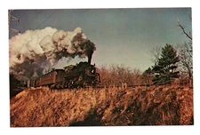 Postcard: 2-6-0 Mogul Pulling Train, Boston & Maine Railroad