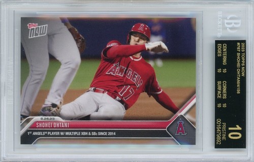 2023 TOPPS NOW MLB #767 SHOHEI OHTANI MLB HISTORY - BGS BLACK LABEL QAUD 10