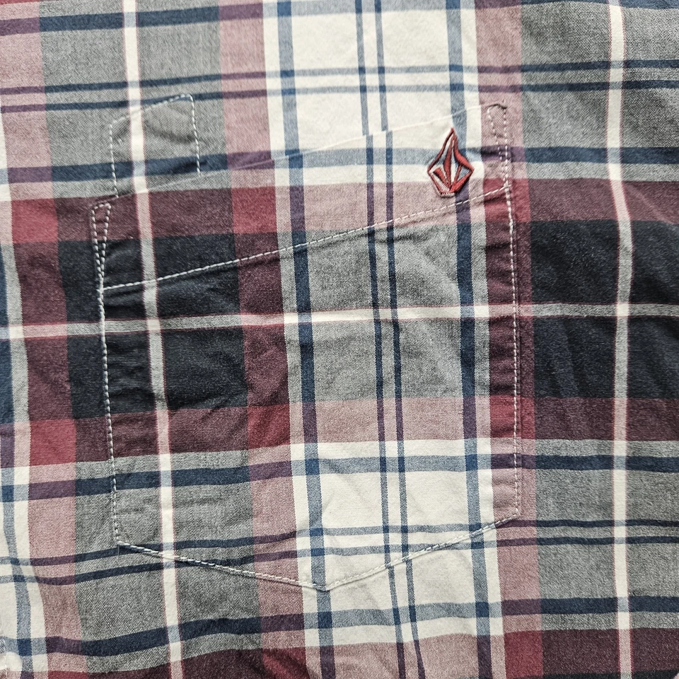 Volcom Men's XL Multicolor Plaid Button Down Shirt - Image 3 of 4
