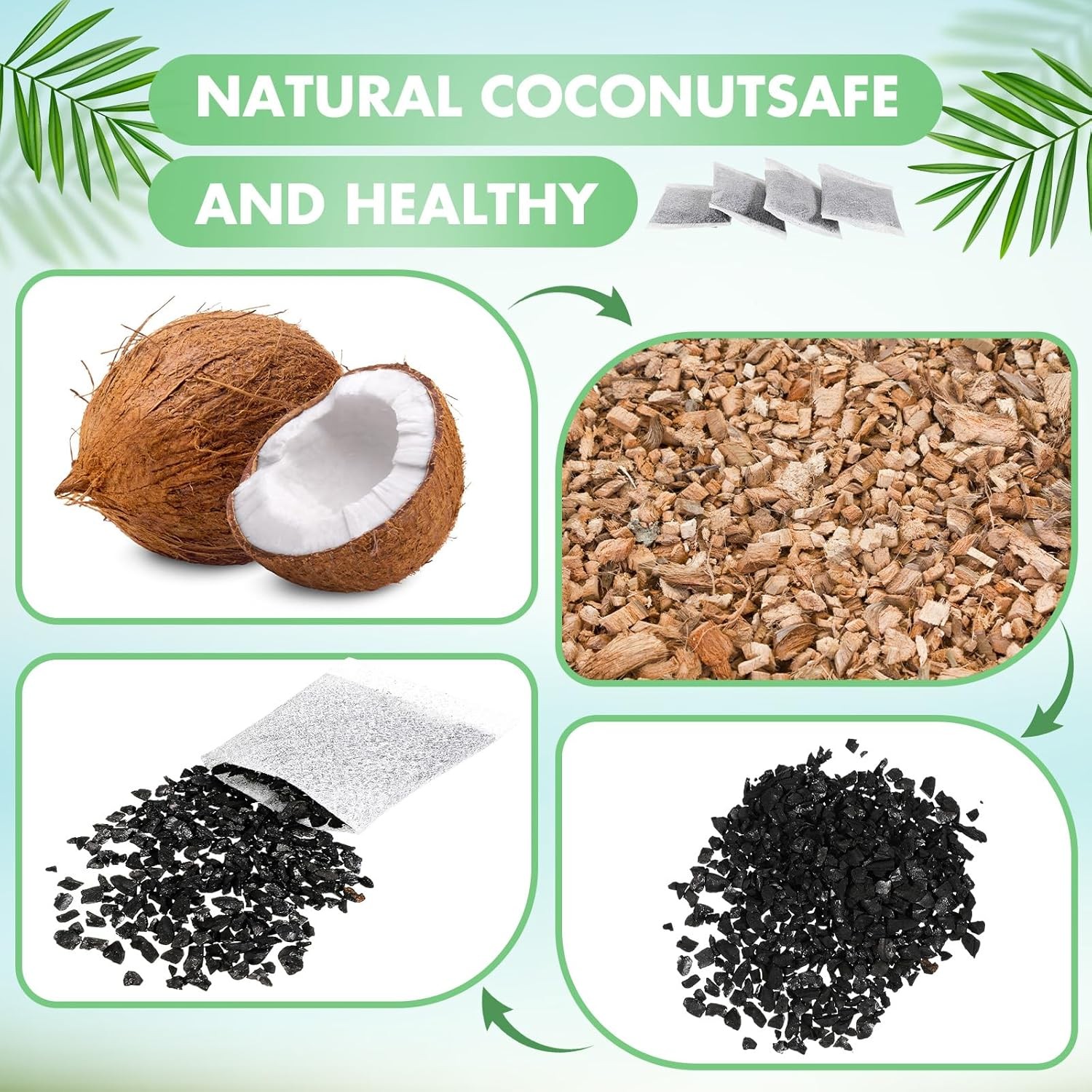 Lounsweer 100 Pcs Activated Charcoal Water Filter Coconut Shell Distiller... 