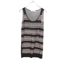 Christian Dior Sleeveless Tank top cotton Black Stripes Used Women 36