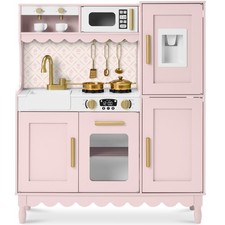 Best Choice Products Wooden Toddler Kitchen w/ 11 Accessories, Espresso Machine