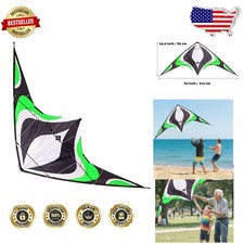 Large 84" Sport Kite for Adults  Teens - Stable Flight, 40lb Line, Green Pol...