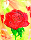 Guajardo Art: Rose Floral 14X11 Original Canvas Signed Whimsical Wall Art — photo 2
