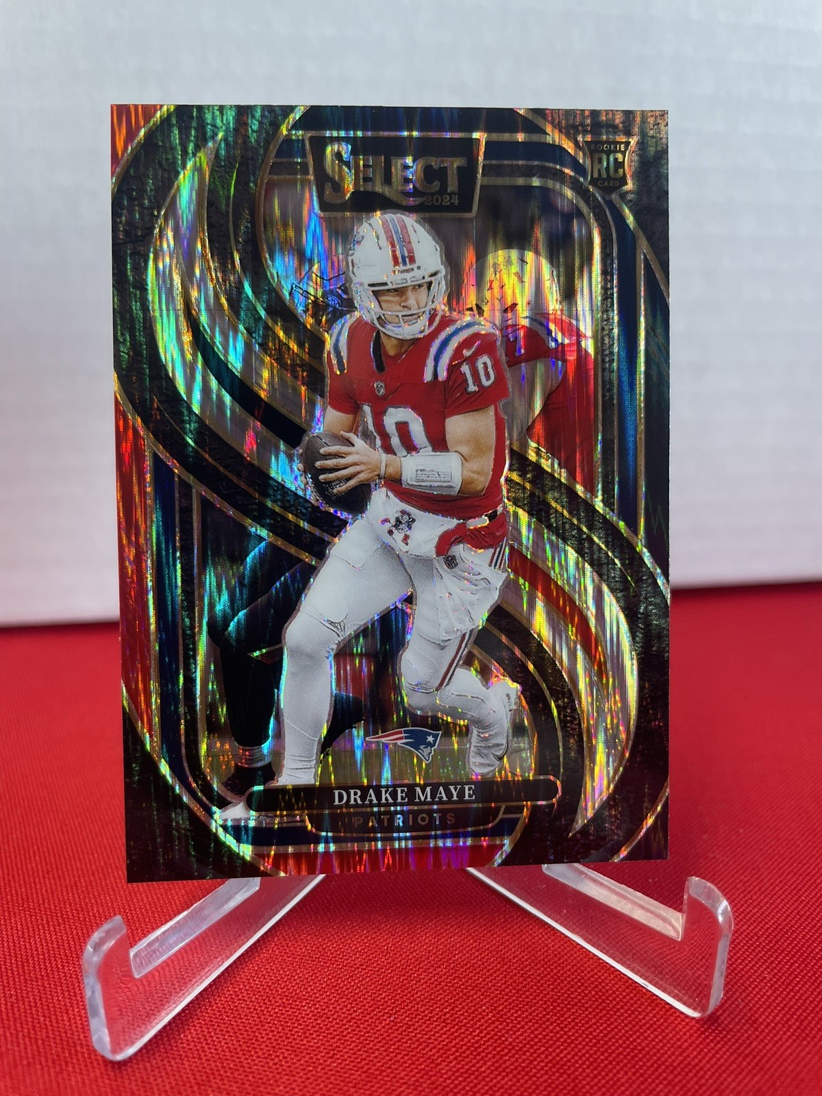 2024 Panini Select - Premier Level Drake Maye #113 Black & Red Shock Prizm (RC)