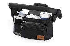 Momcozy Black Universal Stroller Caddy Organizer with Insulated Cup Holders