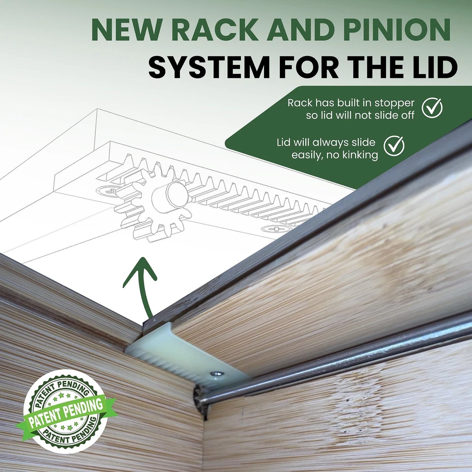 Soporte y organizador de cuchillos afilados de bambú con cajón seguro para niños. Cerradura multiusos... Foto 3 de 4