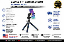 Arkon 11" Tripod Mount with Phone Holder for Apple iPhone 15, 15 Pro, 15 Pro Max