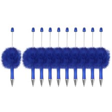 10Pcs Fluffy Beadable Pens, Plastic Bead Pen for DIY Beads, Blue