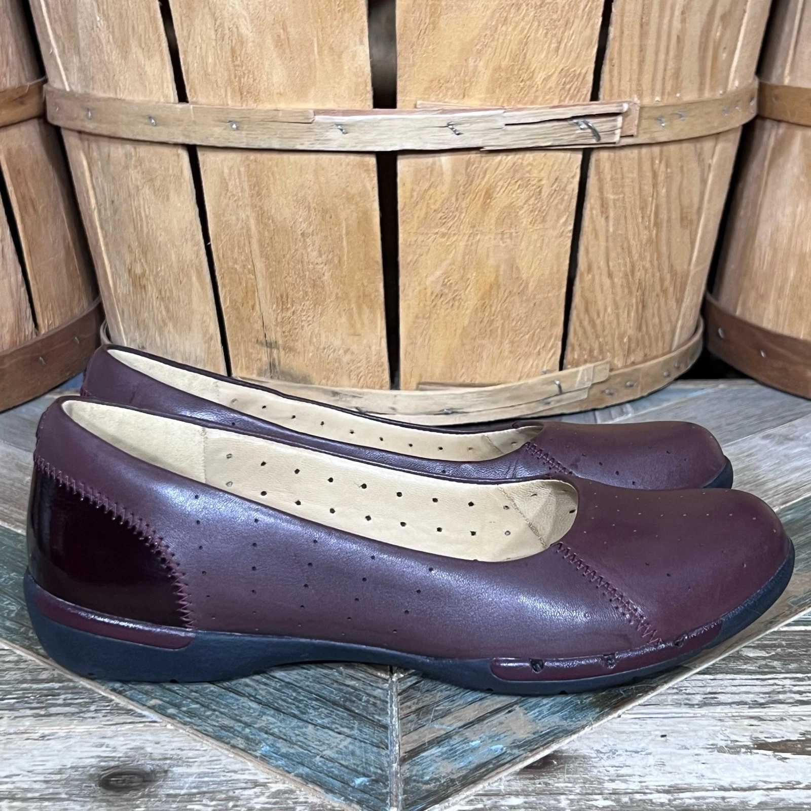 Mocassini bassi Clarks non strutturati Un cuore pelle bordeaux da donna taglia 7 5