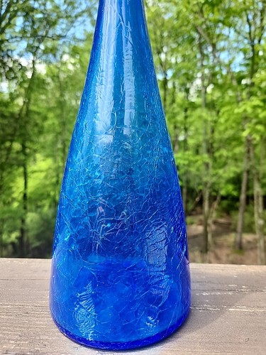 HTF Vintage MCM Persian Blue Blenko Crackle Glass 920M Decanter 17” W/stopper - Picture 7 of 14