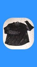 Black Relaxed Long Sleeve Notched Collar Dress Shirt