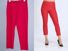 IC by Connie K Button Hem Slim Crop Ankle Pants size M red VALENTINES DAY USA