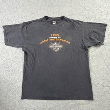 VTG 2003 Harley Davidson New Berlin Wisconsin Black Faded Shirt XXL Made In USA