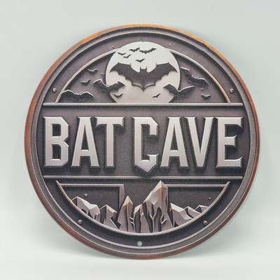 Batman Batcave Metall Blechschild 8'' rund Retro Superheld 2D Wandbild Poster