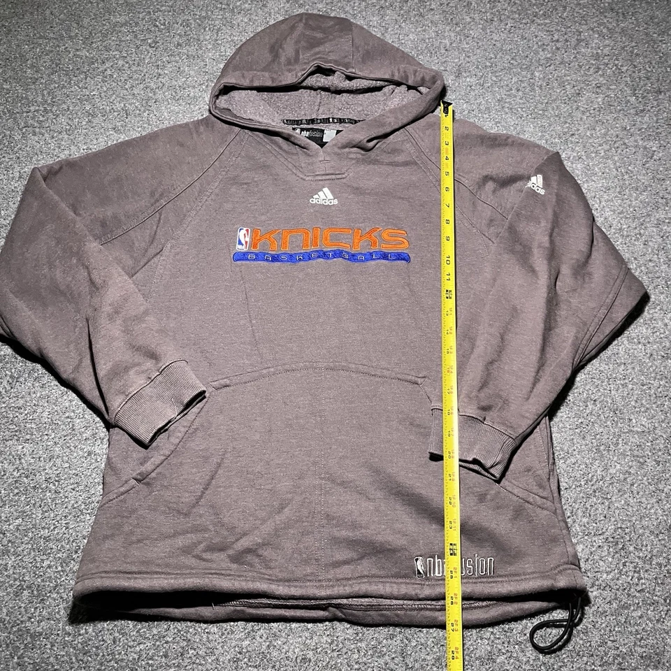 Vintage New York Knicks Adidas Hoodie Boys XL Gray NBA Fusion Baggy Y2K - Image 3 of 4