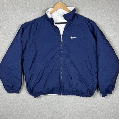 Vintage Nike Jacket Mens Size Medium Puffer Reversible Big Swoosh