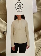 NWT SAGE Collective Women's Lightweight Long Sleeve Hoodie, Size: L, Tan