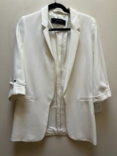 NWT Size Medium Zara Basic Collection White Blazer w/ built in shoulder pads