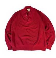Vintage Ll Bean Five Button Henley Heavyweight Sweater Red Fisherman Men  s LT