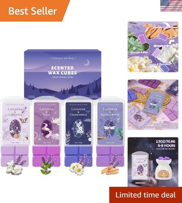 4-Pack Lavender Wax Melts, 100% Soy for Long-Lasting Relaxation - 2.5oz