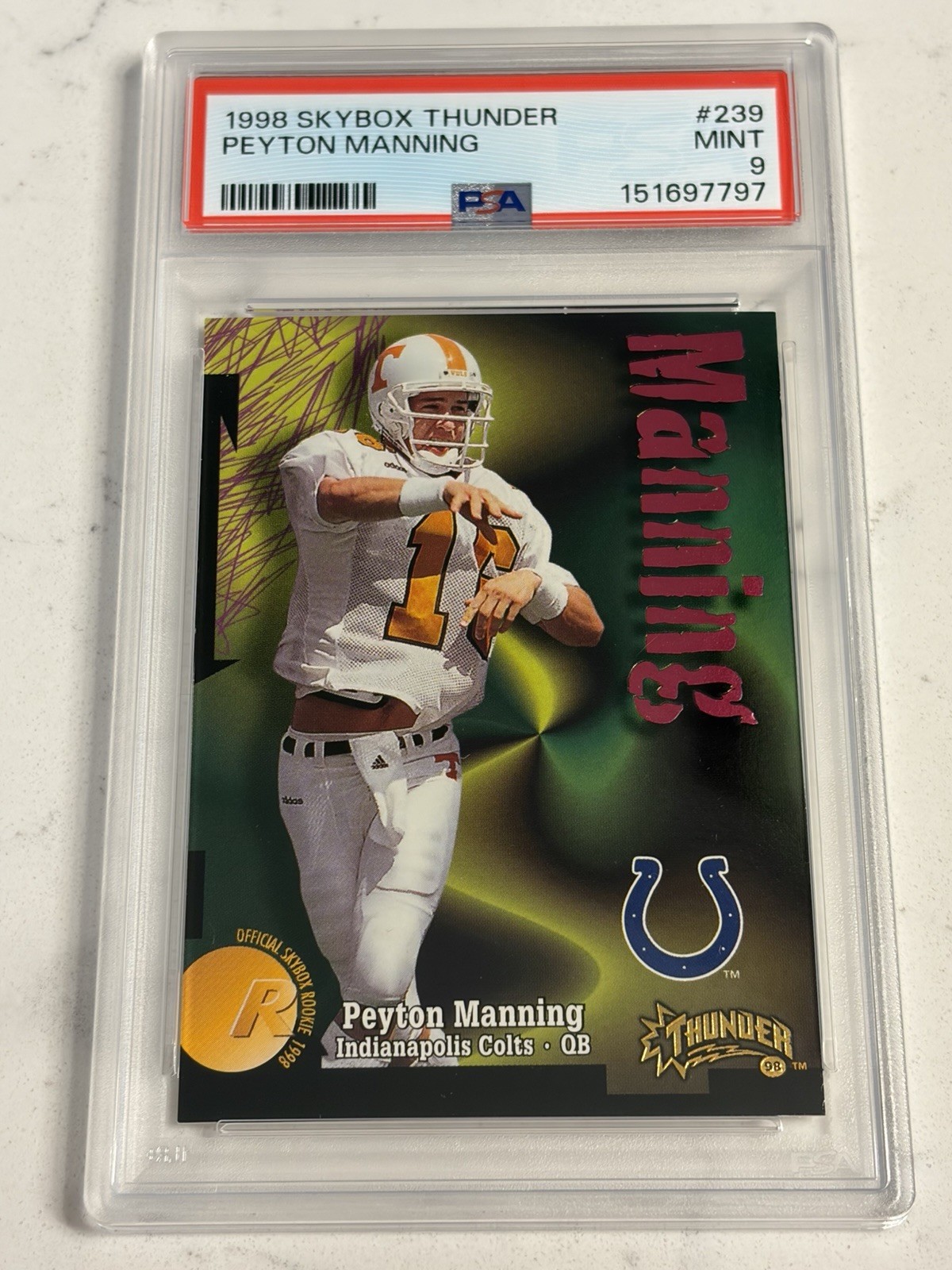 1998 Skybox Thunder PEYTON MANNING #239 RC Rookie PSA 9 Tennessee Colts
