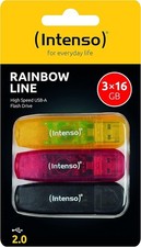 Image of Intenso Rainbow Line USB 2.0 Flash Drive 3 x 16 GB Yellow Red and Black 16 GB