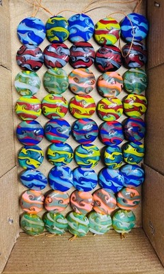 5 Strands Lamp Work Glass Beads, Handmade Lamp Work Glass Beads for Jewelry.