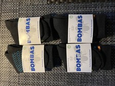 4 Pair Bombas Crew Sock Black Honeycomb Arch Cushioned Knit Youth XS