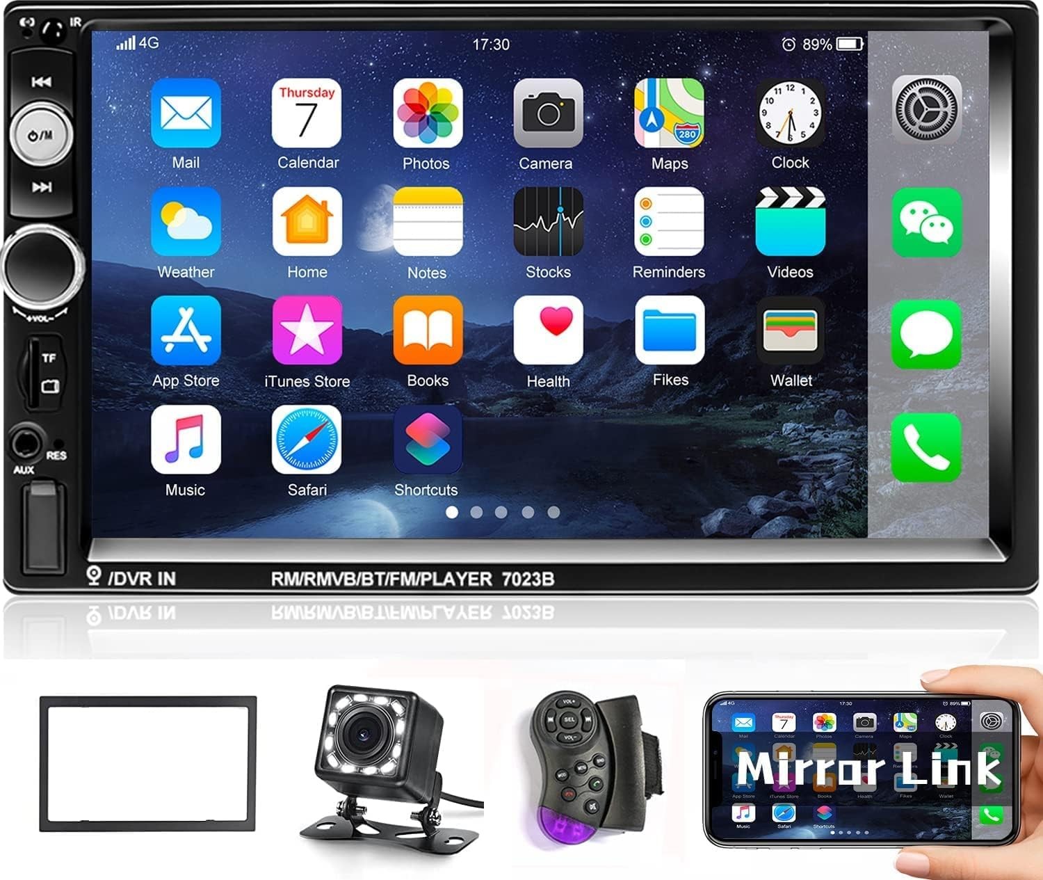 Autoradio 2 Din 7 Pollici Touch Screen Bluetooth Vivavoce Auto MP5
