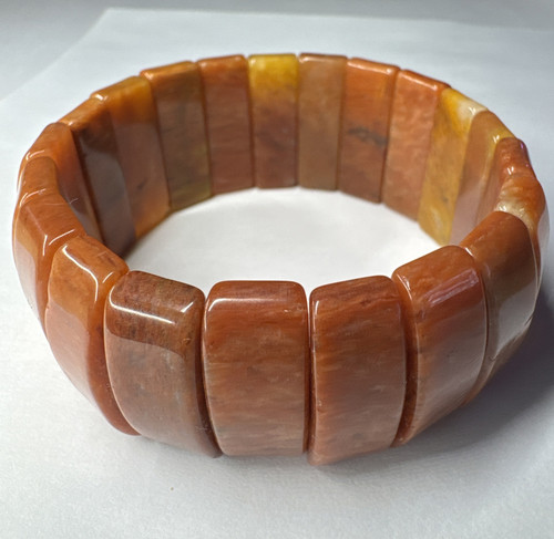 Elastisches Stein Bernstein Stretch Perlen Armband Orange - Bild 1 von 12