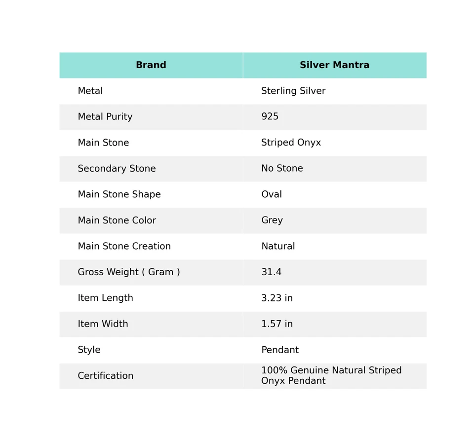 A Righe Pietra Onice Argento Sterling Massiccio Matrimonio Fatto a Mano Ciondolo - Immagine 2 di 4