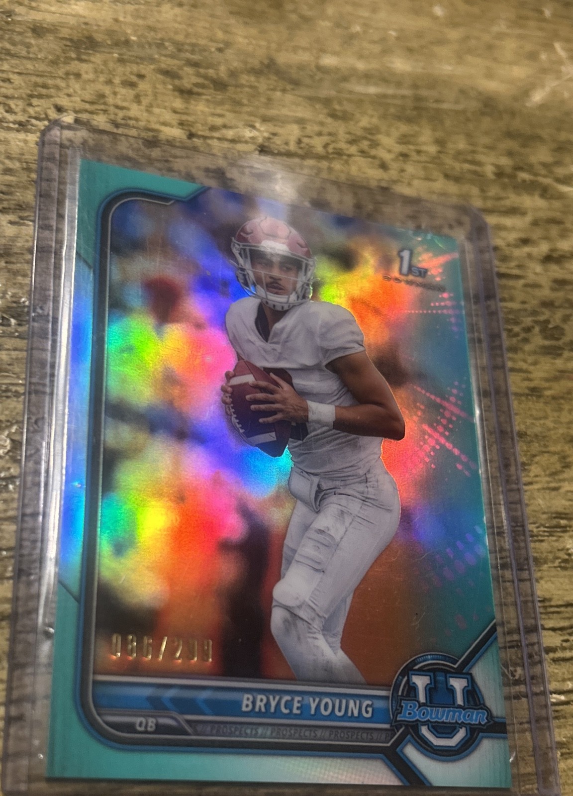 2021-22 Bowman U. Bryce Young #4 Chrome Prospects Aqua Refractor 86/299 (RC)