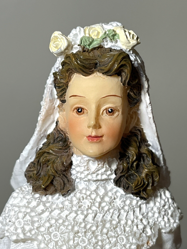Casa delle bambole bambola miniatura sposa con mazzo di fiori 1:12 resina figura lavori di casa - Foto 4 di 20