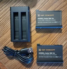 K&F CONCEPT 360 X4 Battery 2 Pack X4 Batteries and Fast LED Charger