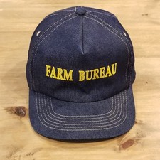 Vintage Farm Bureau Hat Snapback Blue Denim One Size Adjustable