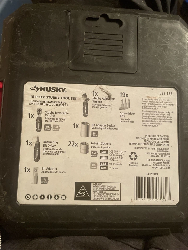 Husky 46-Piece Stubby Tools Set! Ratchet Sockets 1/4 3/8 Bits Screwd (E10034993) - Image 2 of 3