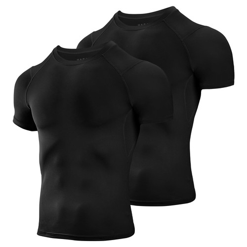 Niksa Men's Compression Shirts 2 Pack Short Sleeve Athletic Compression Tops ...