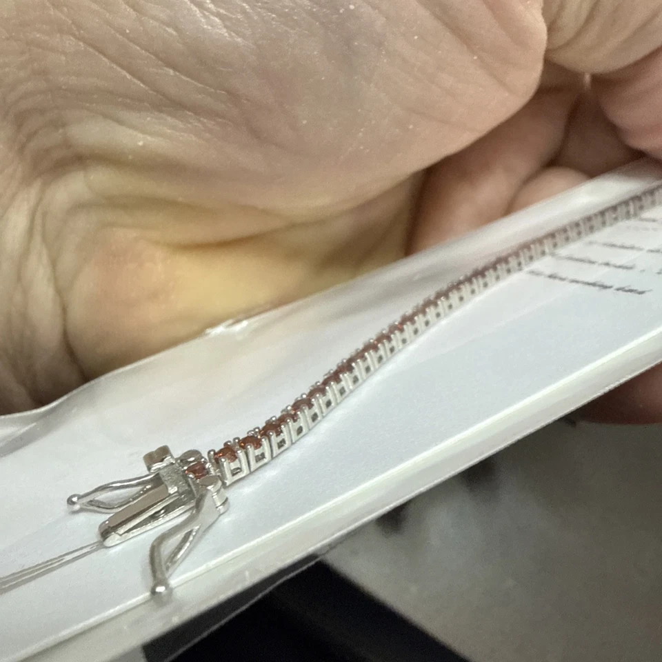 Nuovo Bracciale Tennis Argento Zirconi Rossi - Immagine 3 di 4