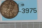 1935-D UNIQUE TONED F LETTERS 50C WALKING LIBERTY SILVER HALF DOLLAR RAW-3975