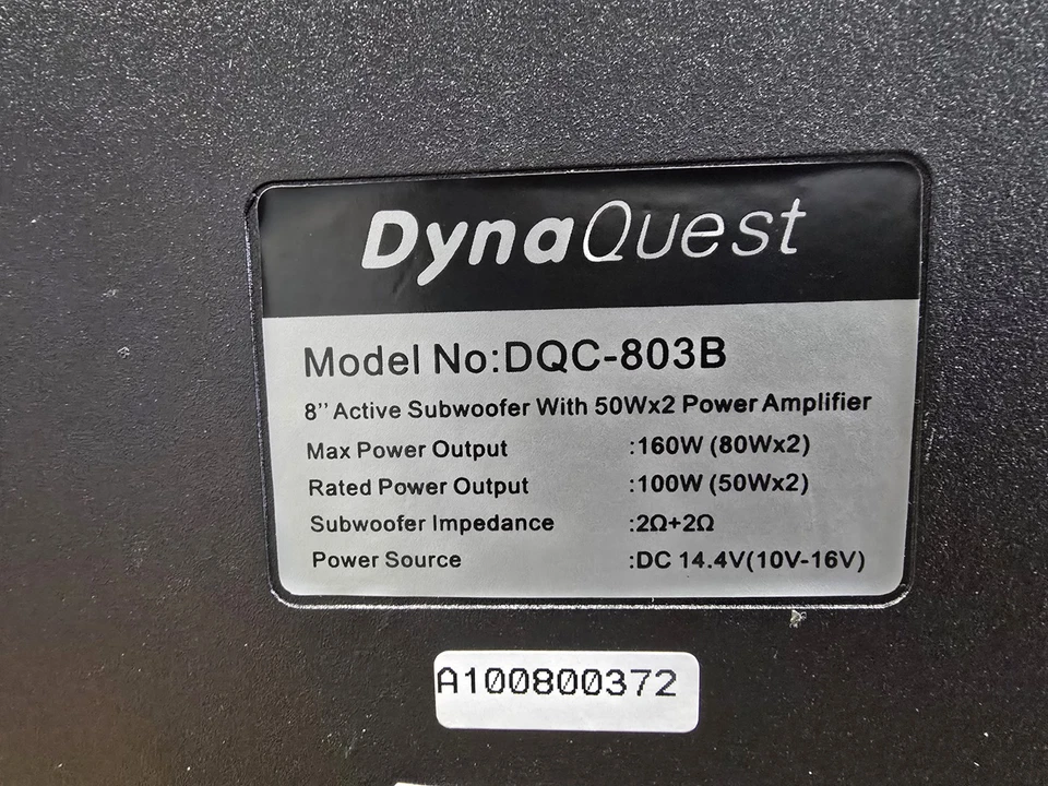DynaQuest low profile 8" Subwoofer 160w Model No: Dqc-803b - Image 3 of 4