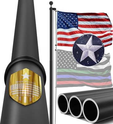 20FT Heavy Duty Flag Pole   Tapered Design,2.4'' Bottom Tube,100MPH WindTested...
