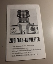 Alte Reklame Zweifach-Konverter f&uuml;r Spiegelreflexkamera Kamerafabrik Freital