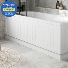 Modern Front Bath Side Panel Tongue & Groove White MDF 1700mm Adjustable Plinth