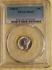 1940-S Mercury Dime - PCGS Graded MS 65. Beautiful Coin.