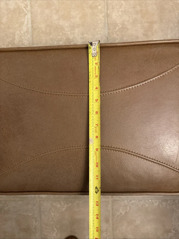 Vintage Retro Style/Mid-Century Modern Peg Leg Footstool Ottoman Brown - Image 3 of 4