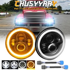Pair 7 Inch Round Led Headlights Hilo Beam Fit Mack Granite Cv713 Dump Trucks
